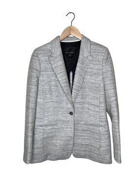 Banana Republic Womens Gray One-Button Boucle Wool Blend Blazer Size 8